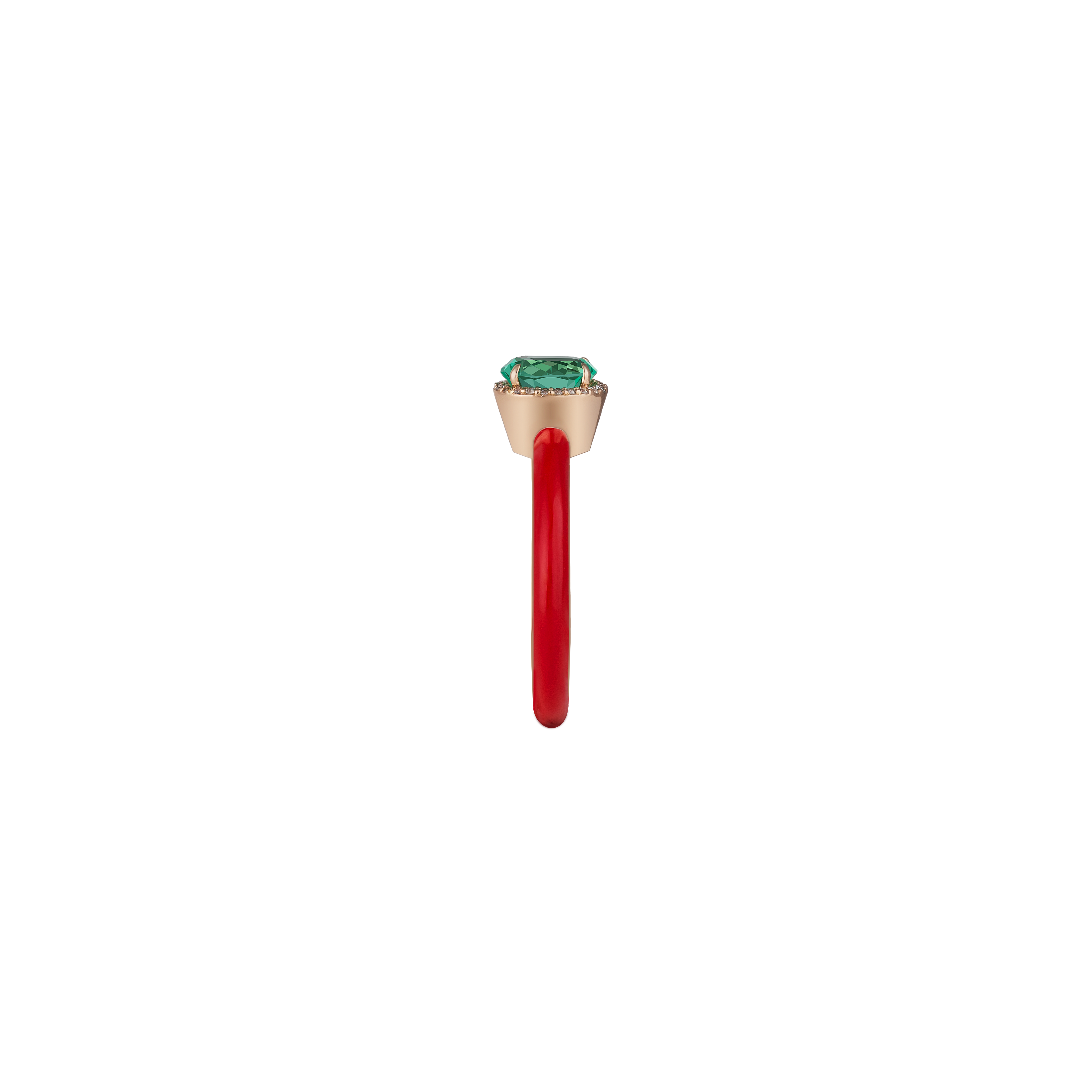 Eye Candy Ring in 18K rose gold with VS-G diamonds, Emerald stone